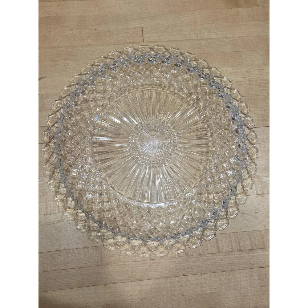 Vintage Anchor Hocking Wexford Clear Glass Round Serving Platter 11